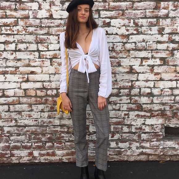 Nwot Brandy Melville Gray Plaid Tilden 